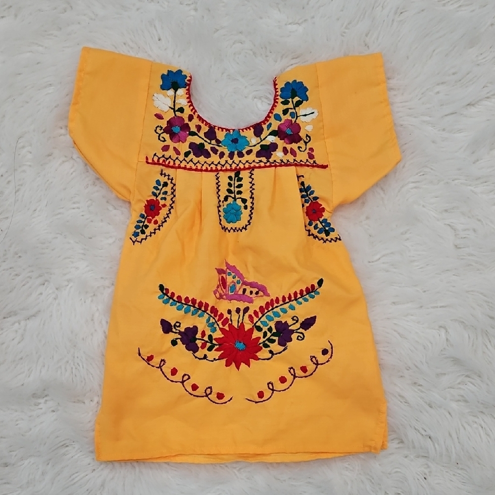 Embroidered Handstitched Pueblano Traditional Dress